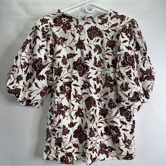 ANN Taylor Linen Floral Blouse M - Picture 2 of 4